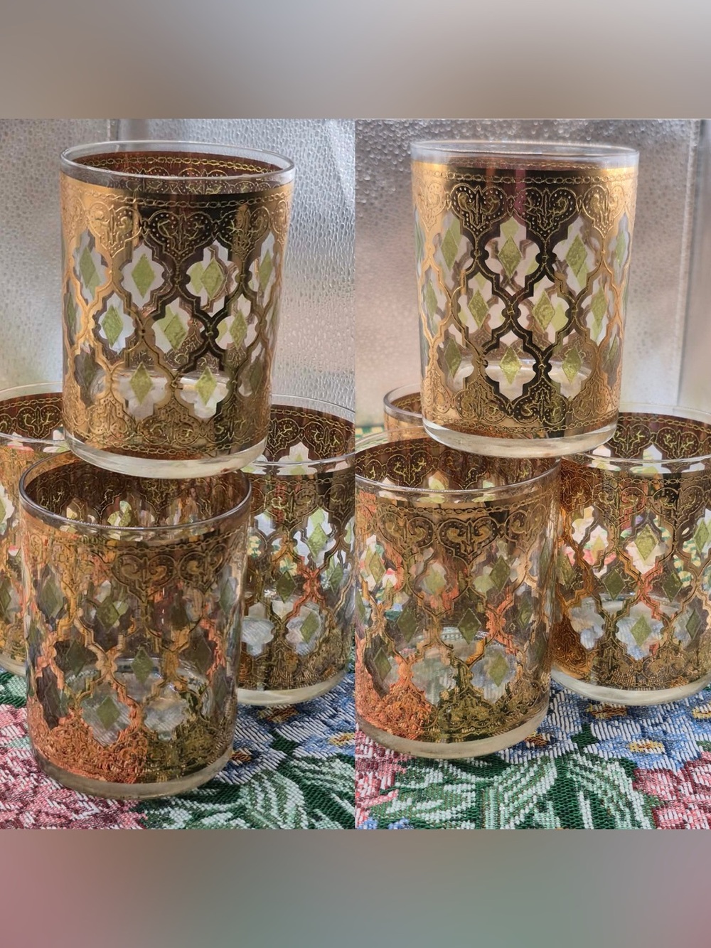 Vintage Culver Lowball Rocks Glasses 22K Gold Valencia Set 8 MCM Old Fashioned